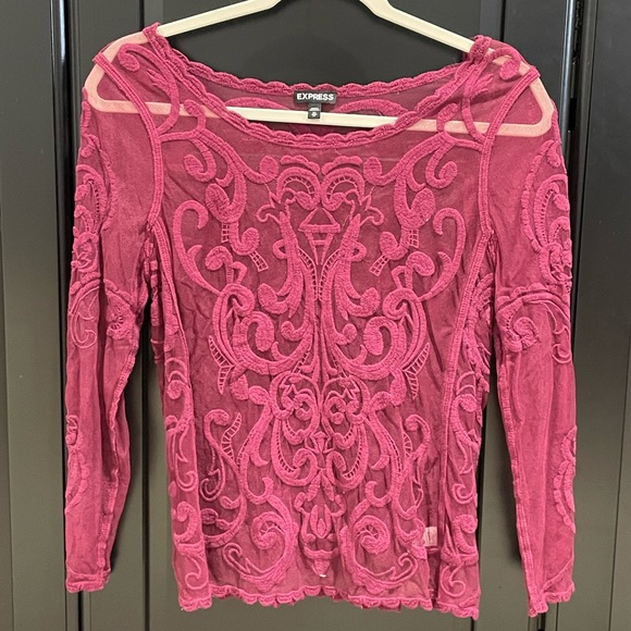 Express Tops - Express Sheer Lace Blouse XS